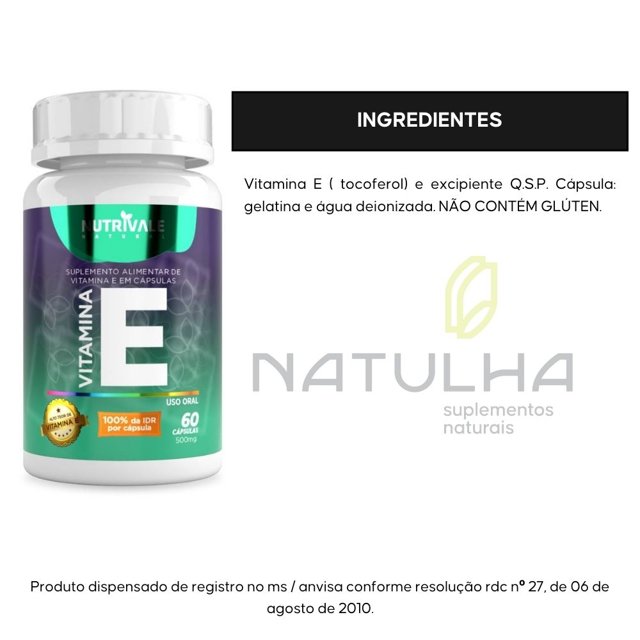 Vitamina E (Tocoferol) 60 cápsulas - Nutrivale