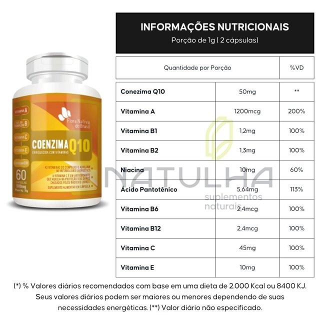 Coenzima Q10 com Vitaminas 60 cápsulas - Flora Nativa