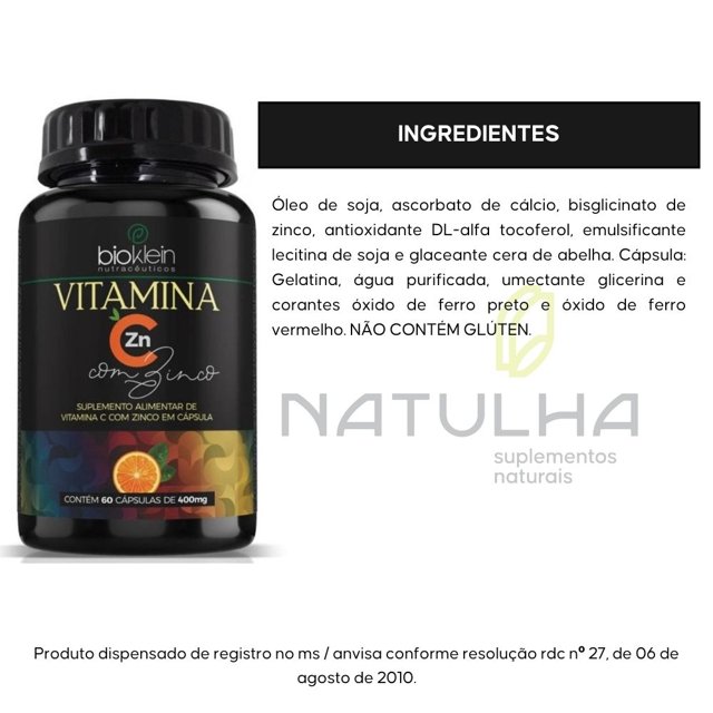Vitamina C + Zinco 60 cápsulas - Bioklein