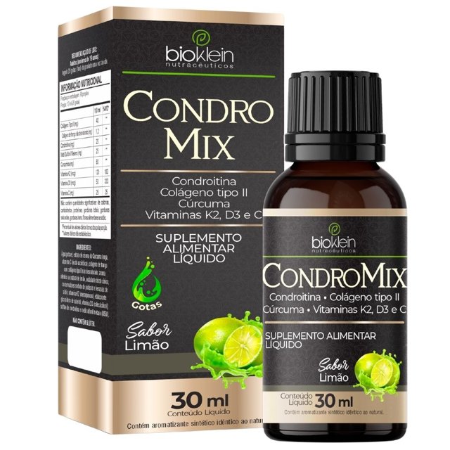 Condro MIX ( Condroitina, Colágeno tipo 2, Cúrcuma e Vitaminas) 30ml - Bioklein
