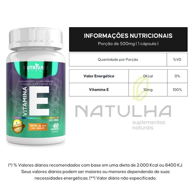 Vitamina E (Tocoferol) 60 cápsulas - Nutrivale