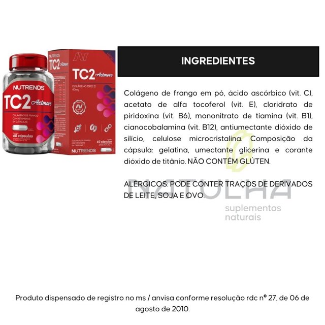 TC2 Actmove (Colágeno Tipo 2 com Vitaminas ) 60 cápsulas - Nutrends
