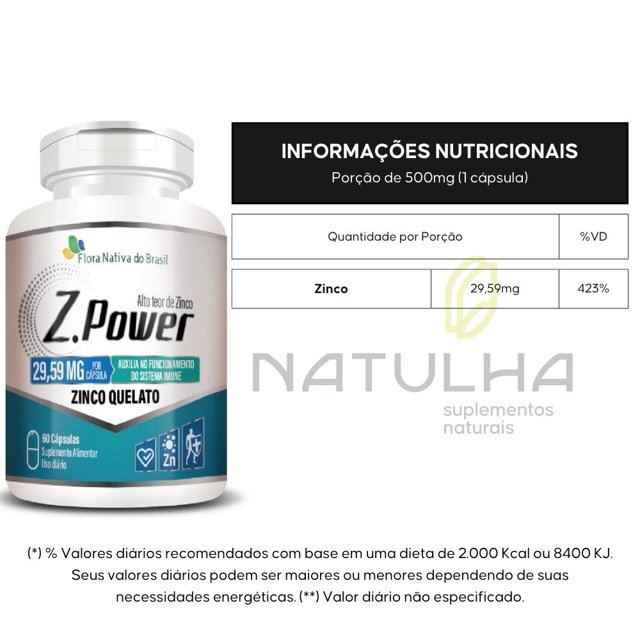 Z-Power (Zinco Quelato) 60 Cápsulas - Flora Nativa
