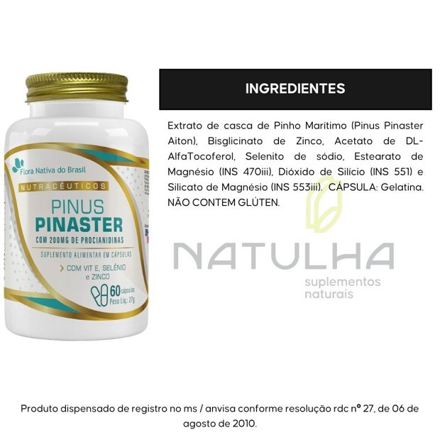 Pinus Pinaster 60 cápsulas - Flora Nativa no ATACADO | Natural ...