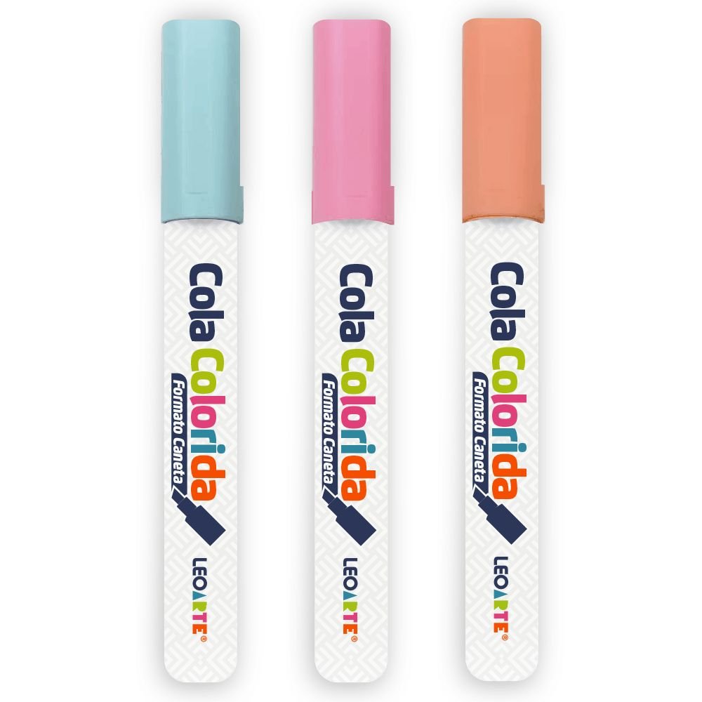 Coloca Color Cola Colorida Formato Caneta Kit com 3 cores - Leonora | Papelaria Colorir