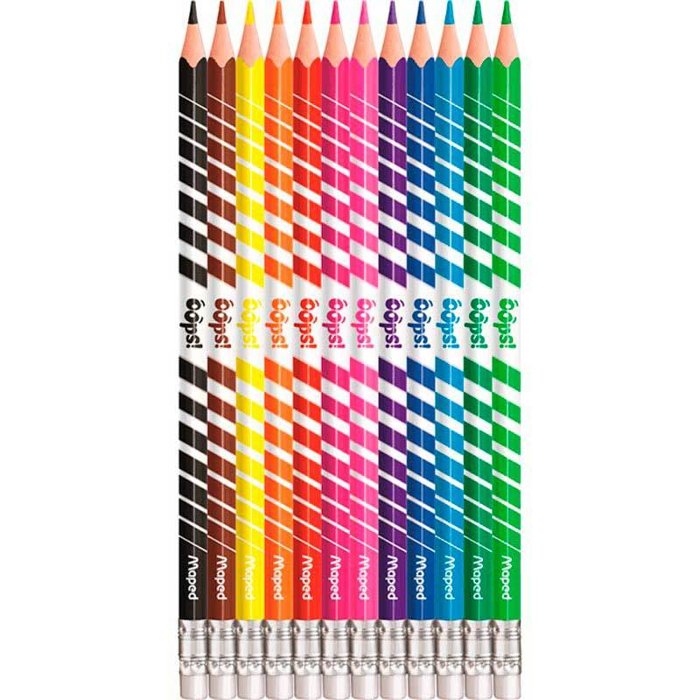 LÁPIS DE COR COLORPEPS OOPS APAGÁVEL 12 CORES - MAPED | Papelaria Colorir