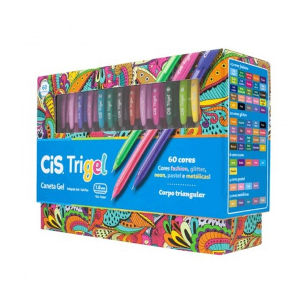 CANETA TRIGEL KIT C/60 CORES - CIS | Papelaria Colorir