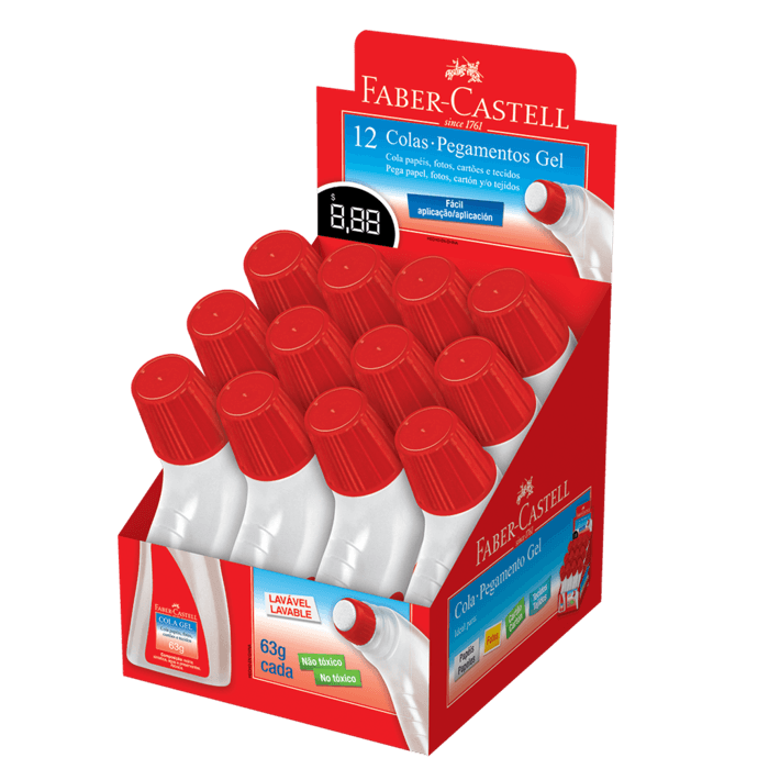 COLA GEL 63G - FRASCO ERGONÔMICO - FABER CASTELL | Papelaria Colorir