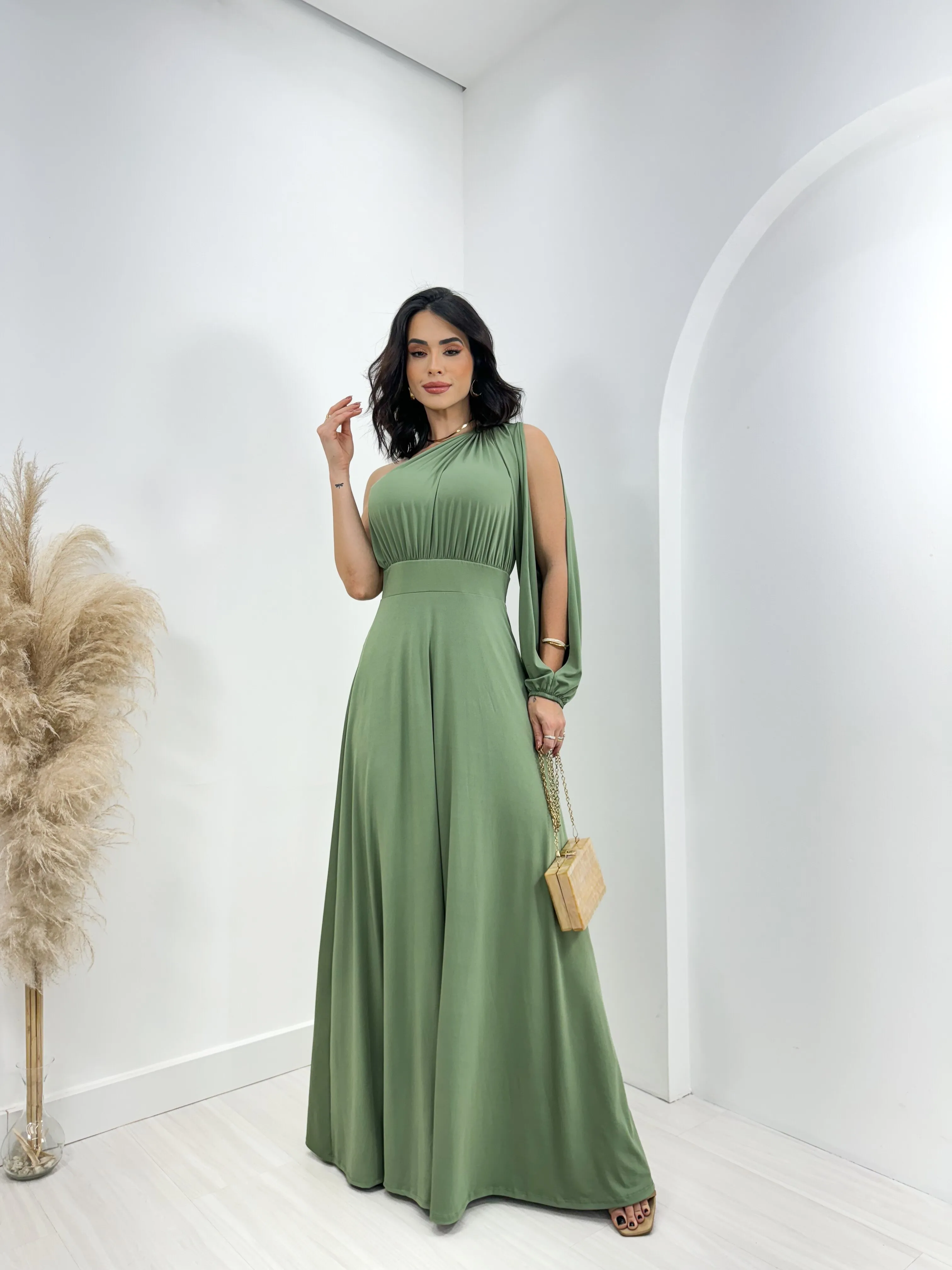 Vestido Midi Vestido Mula Manca Longo Vestido Nula Manga