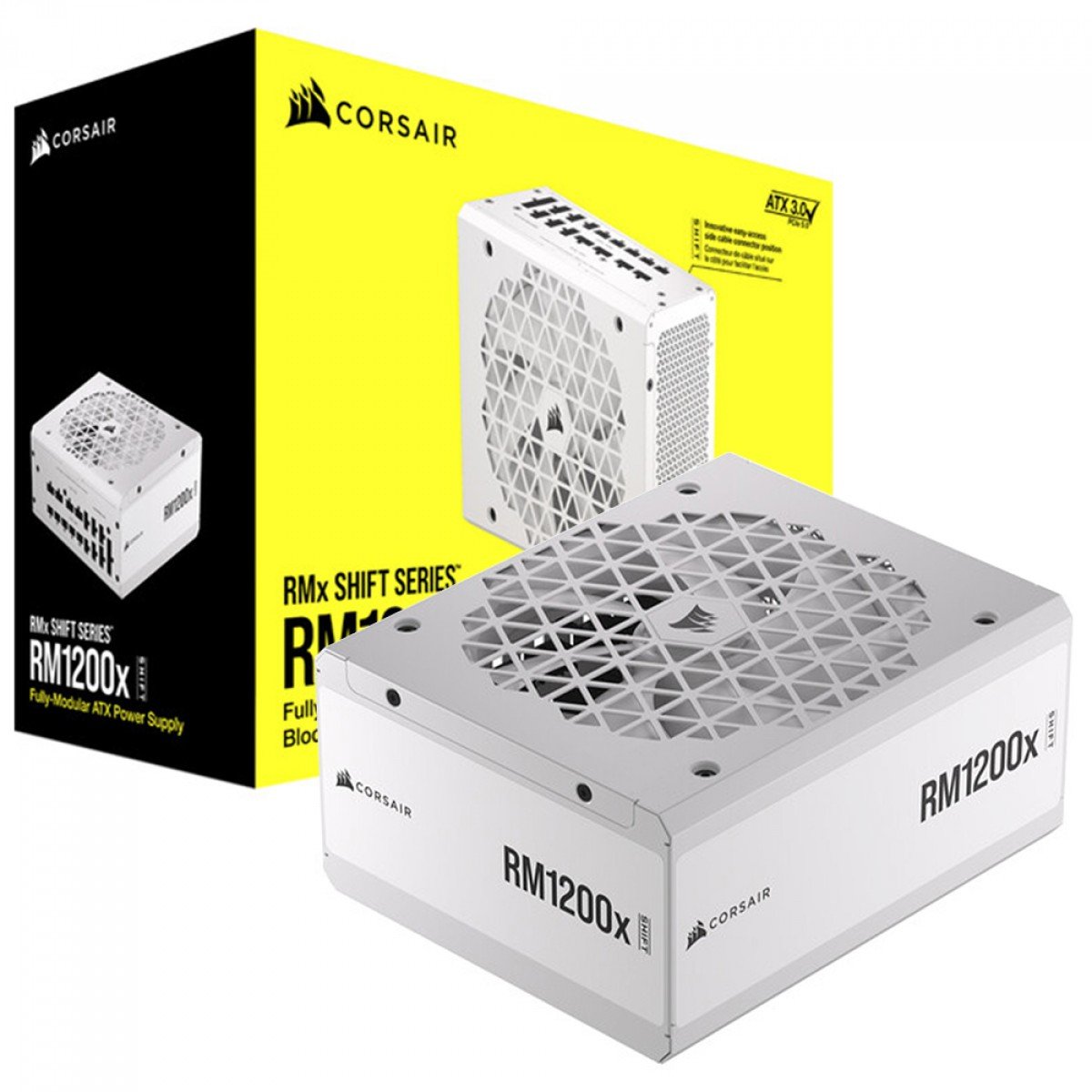 Fonte Corsair 1200W RM1200x Shift White, 80 Plus Gold, Full