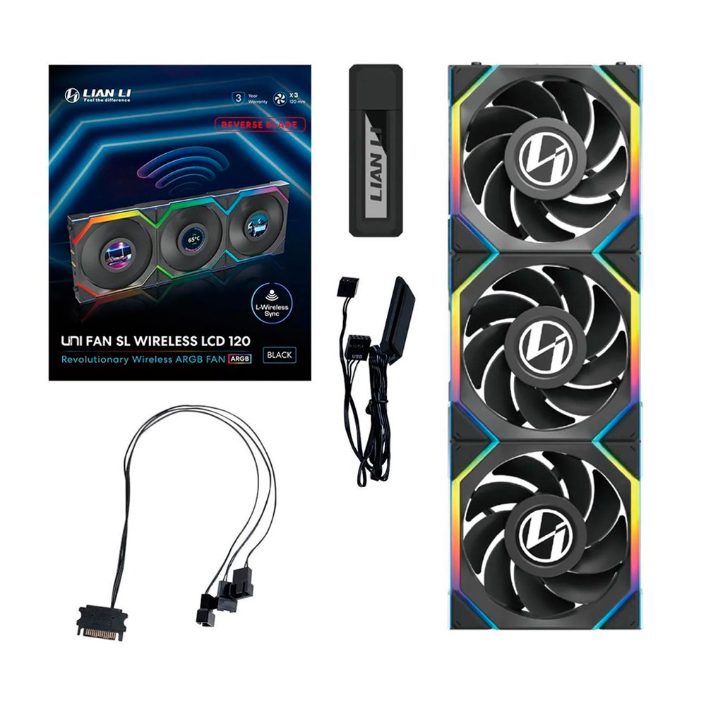 Lianli ファン Kit 3x Cooler Fan Lian Li Uni Fan SL Display LCD Wireless Reverse