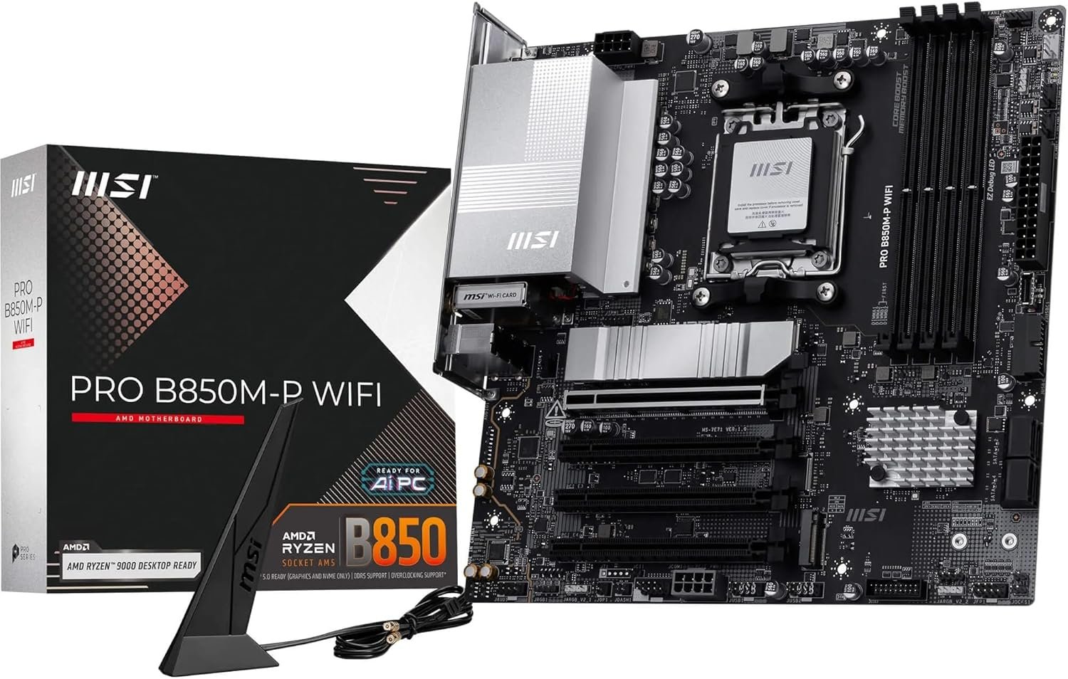 MSI PRO B850M-P WIFI【AM5・5GLAN/Wi-Fi7】 Placa Mãe MSI Pro B850M-P Wifi e Bluetooth, DDR5, AMD AM5, M-ATX