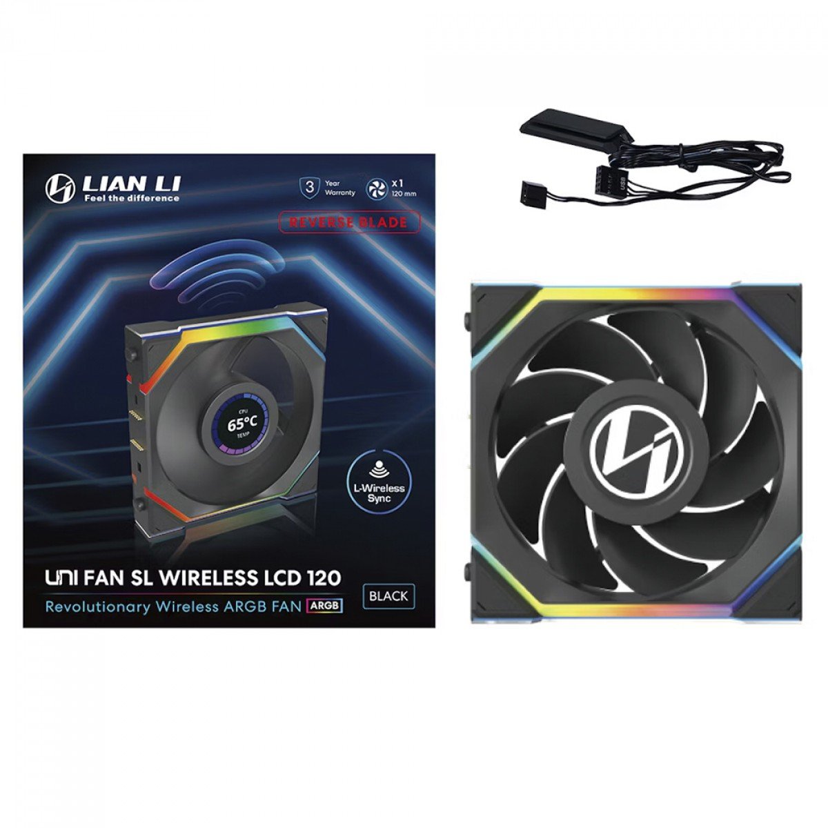 Cooler Fan Lian Li Uni Fan SL Display LCD Wireless Reverse Blade Preto ...