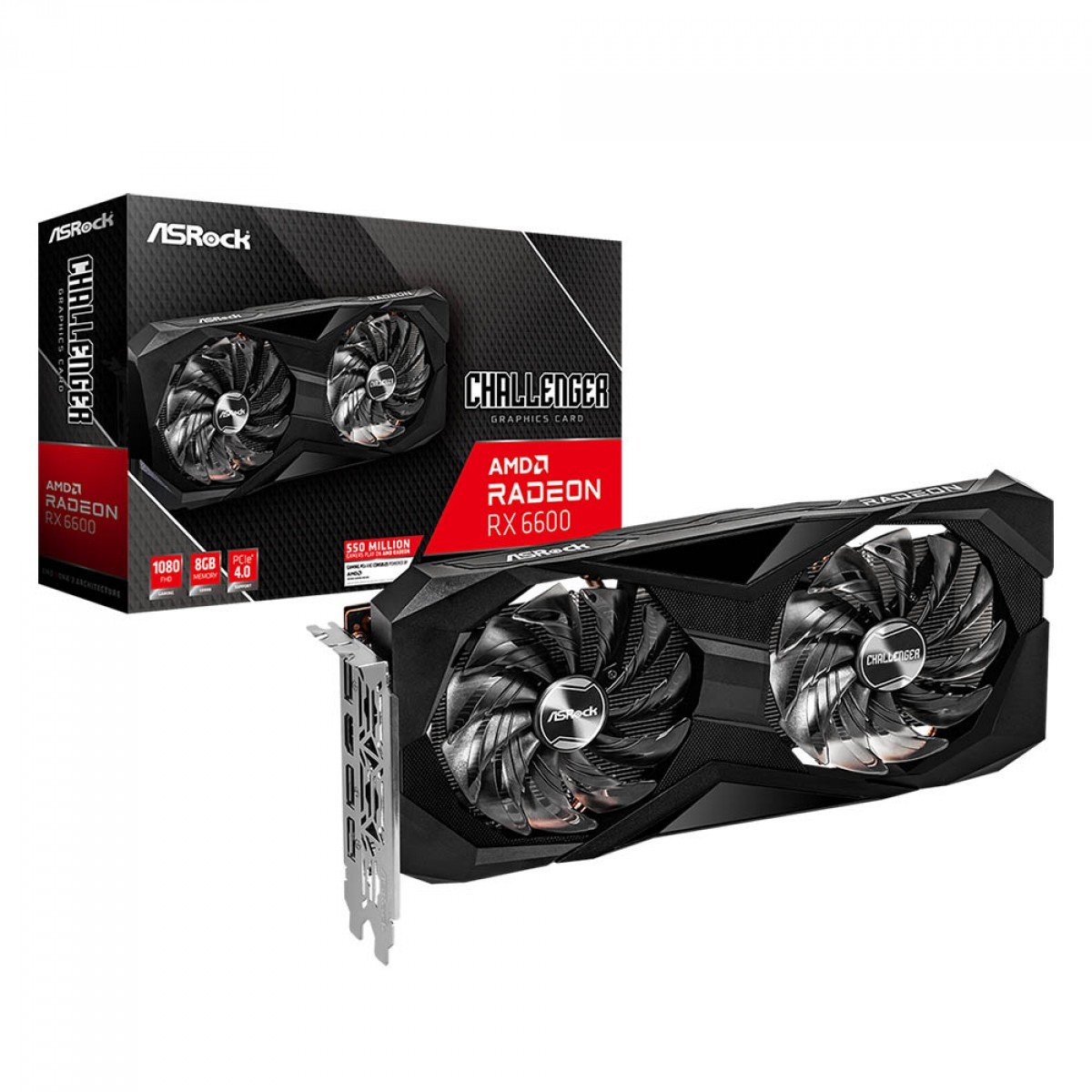 Placa de Vídeo RX 6600 8GB Challenger ASRock AMD Radeon, GDDR6