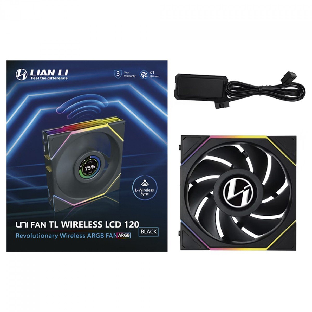 Cooler Fan Lian Li Uni Fan TL Wireless LCD Blade Preto 120mm PWM