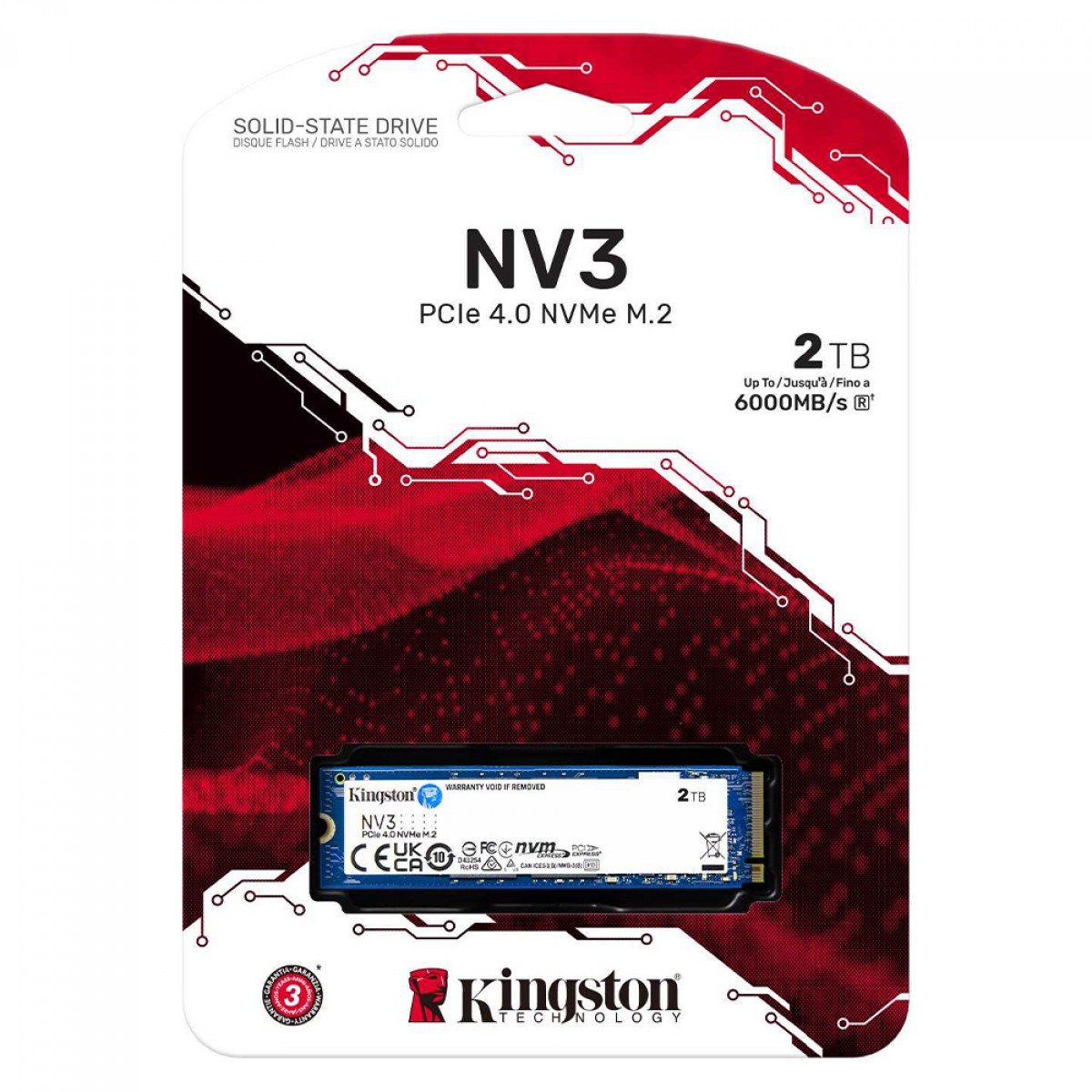 SSD 2TB Kingston NV3 para PC e PS5, M.2 NVMe, 2280, PCIe 4.0