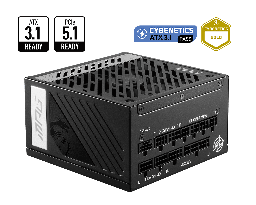 Fonte MSI MPG A1000G, 1000W, 80 Plus Gold, Modular, ATX 3.1 PCIe