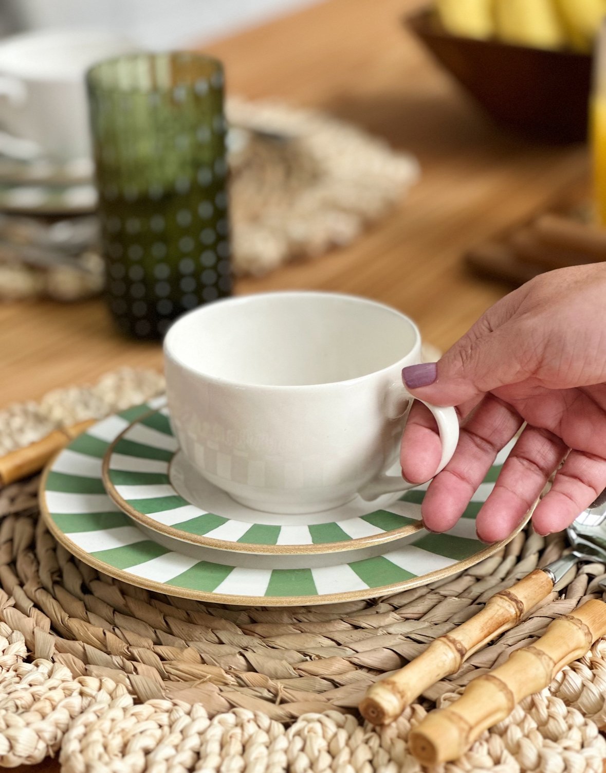 Jogo com 06 unt: Xícara de Chá de 250ml com Pires - Linha Stripe