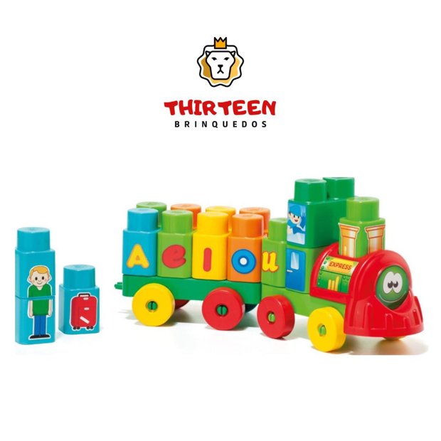 Trenzinho Didácticos 28 Peças Com Blocos De Montar Educativos