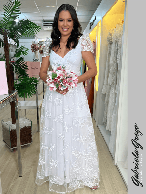 Cartório Vestido De Noiva Longo Simples Para Casamento No Civil