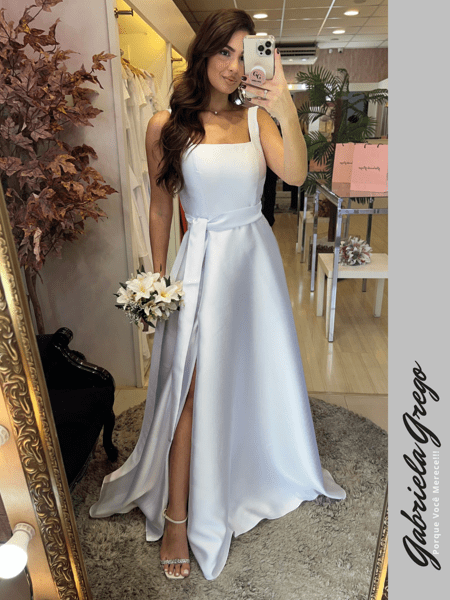 Longo Vestido Noiva Simples Civil Casamento Civil Vestido Longo