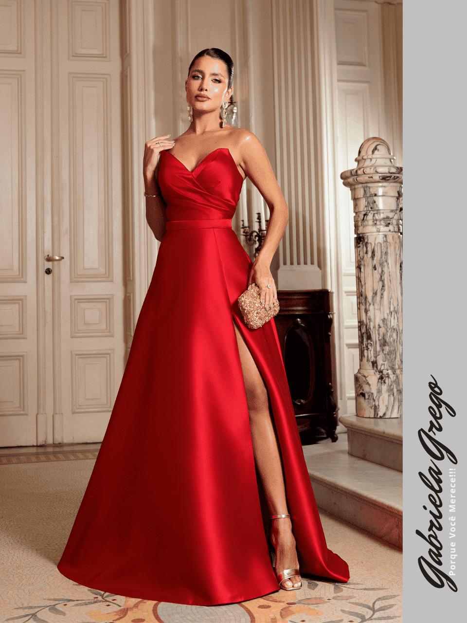 Longo Sereia Vestido Vermelho Decotado Longo Vestido Sereia