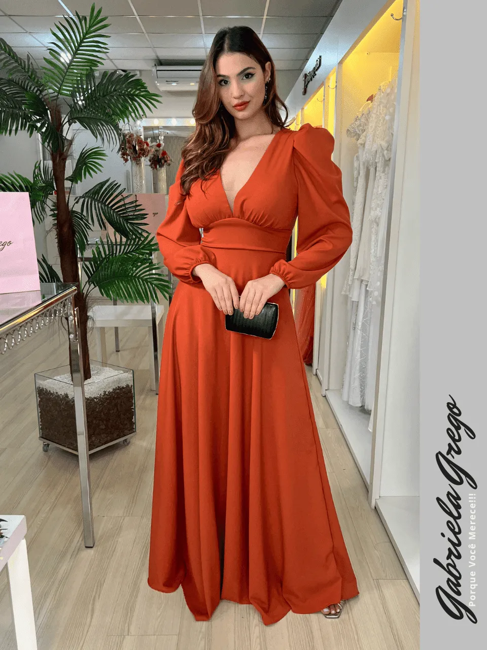 Manga Bufante Vestido De Madrinha Vermelho Com Manga Vestido De