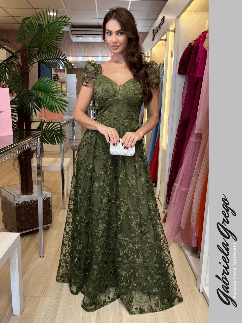 Vestido Verde Oliva Vestido Evase Plus Size Festa Vestido De Festa