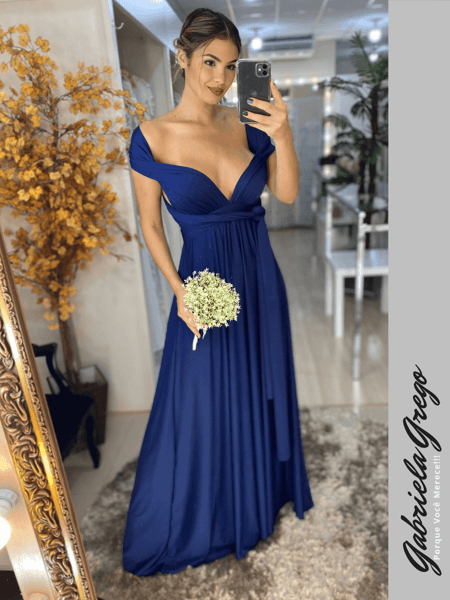 Vestidos de Festa Multiformas Azul Marinho Gabriela Grego