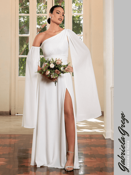 Gabriela Vestido Social Branco Longo Vestido Branco Longo De Festa