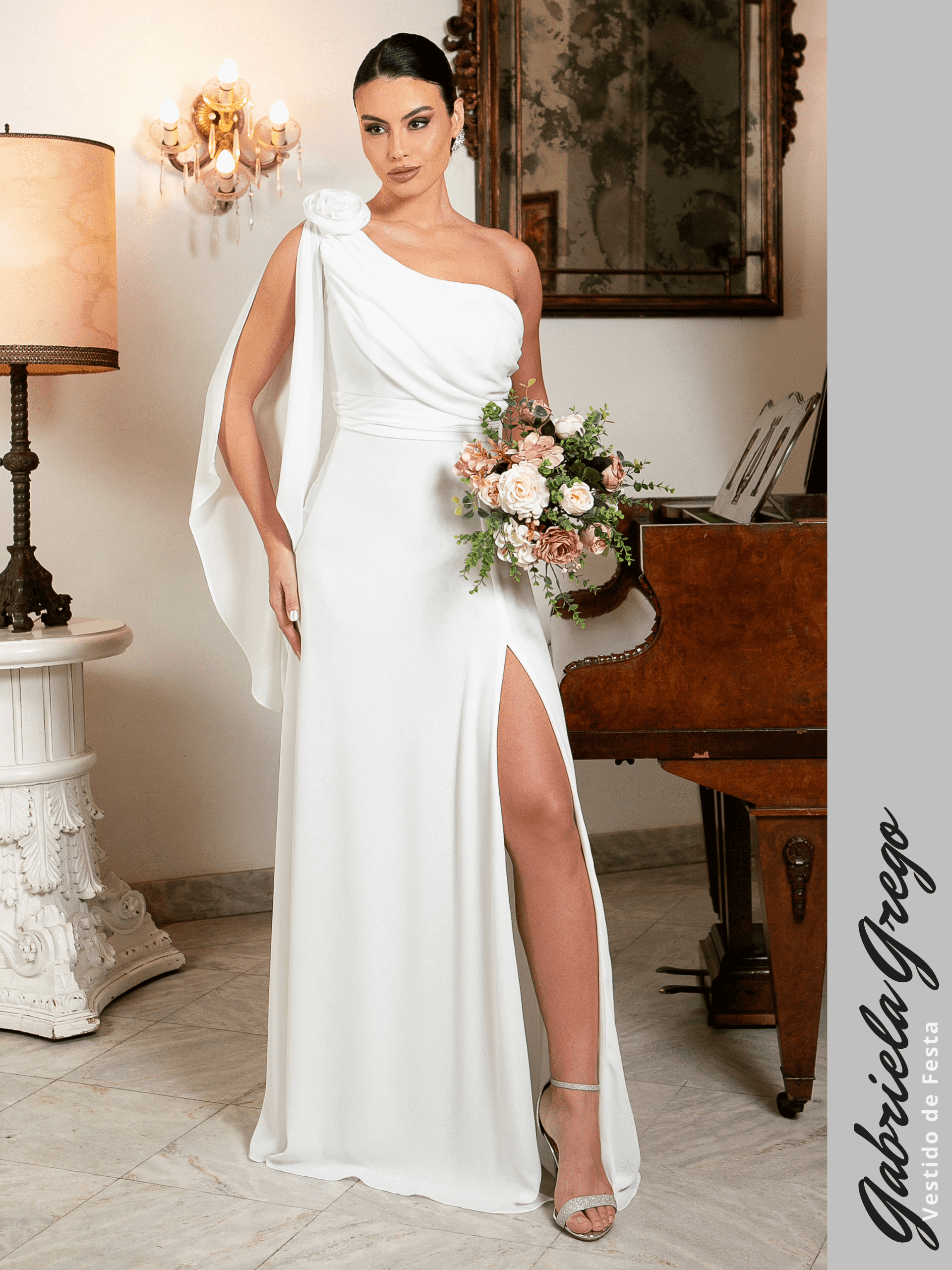 Fashion vestido off white noiva civil