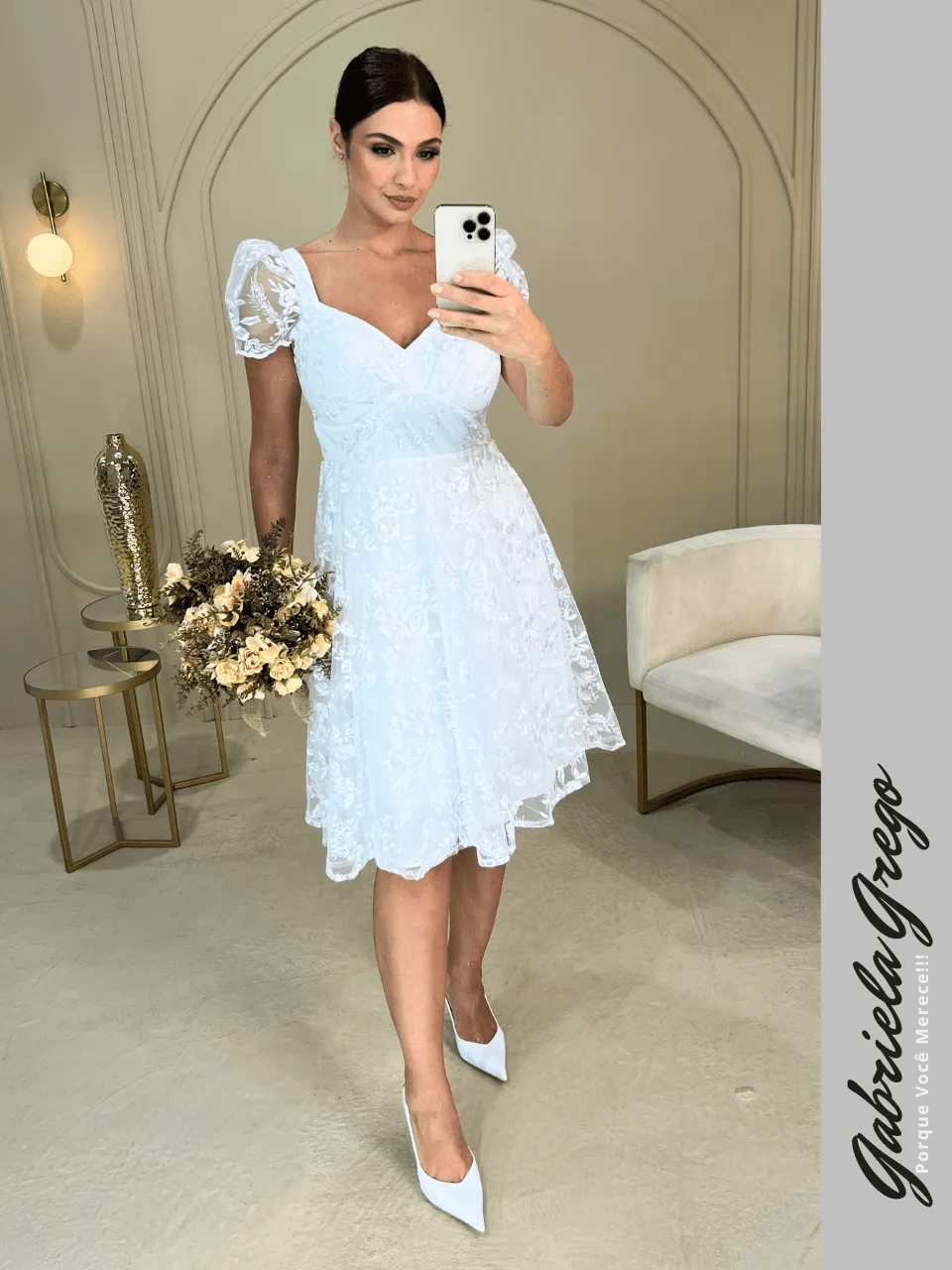 Noiva Curto Vestido Para Casamento Branco Simples Casamento Civil