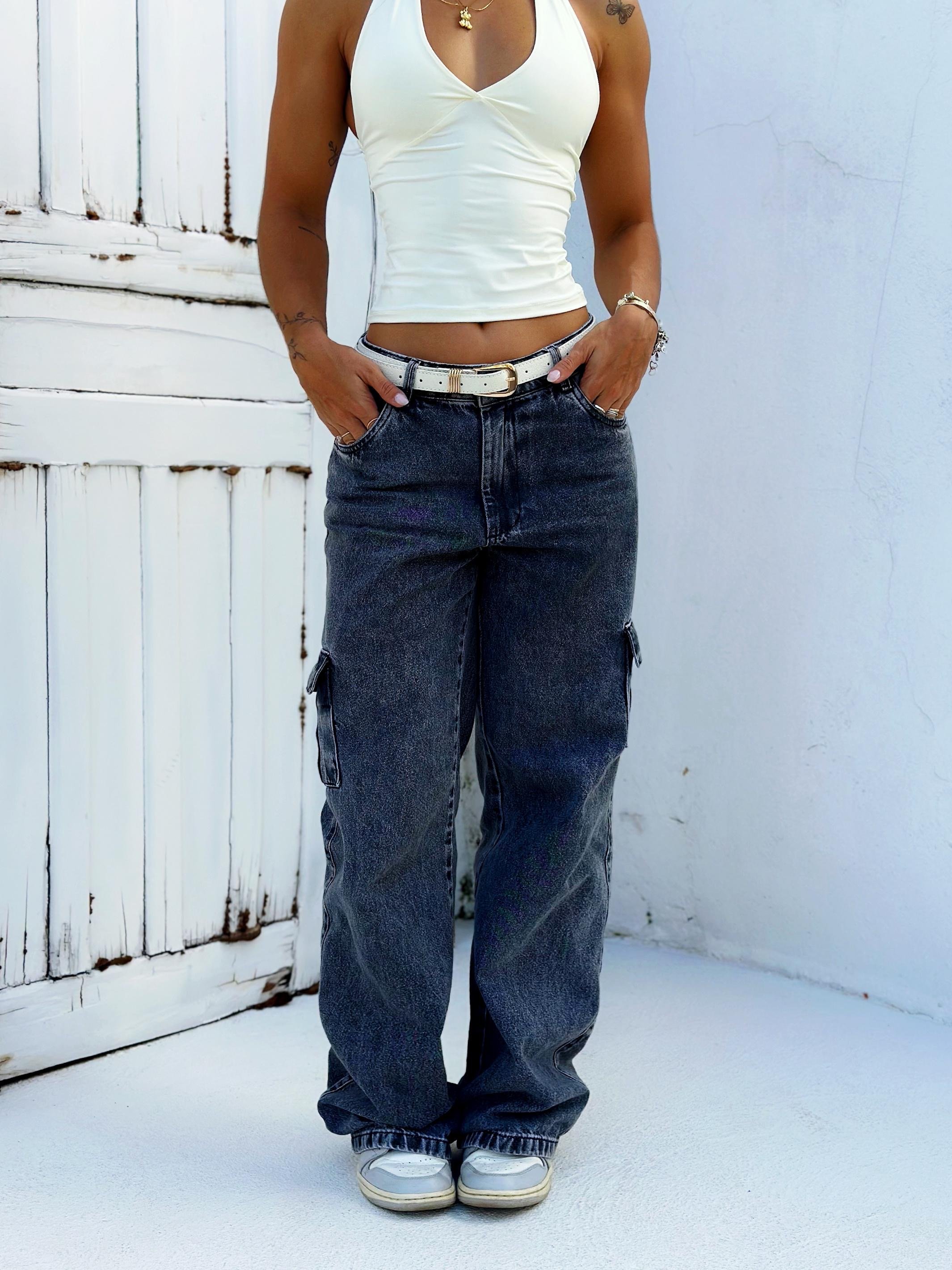 Calça Cargo Jeans Preto 44