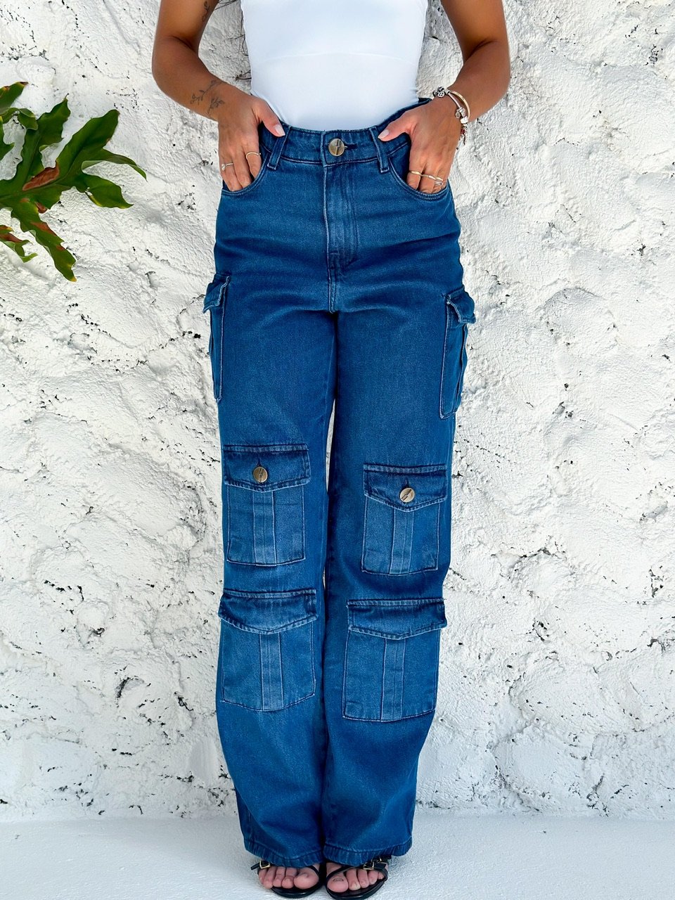 Calça Cargo 06 Bolsos Azul 46