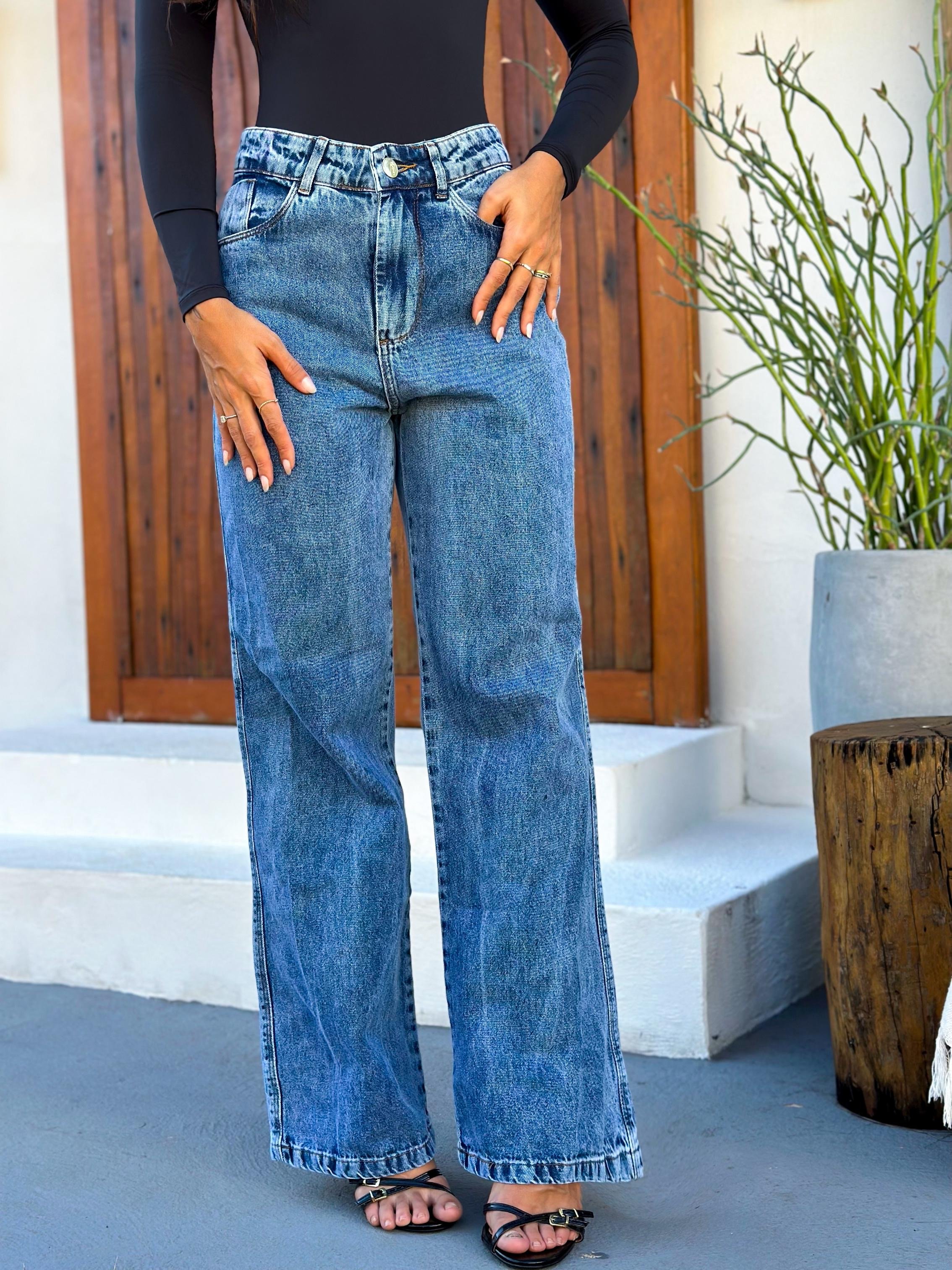 Calça Wide Leg Azul