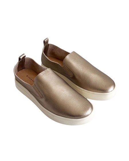 TÊNIS SLIP ON COURO FLY PRATA VELHO | Cris Roberto