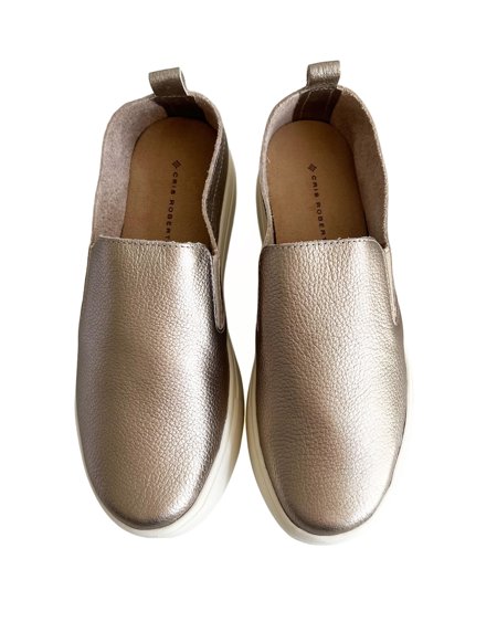 TÊNIS SLIP ON COURO FLY PRATA VELHO | Cris Roberto