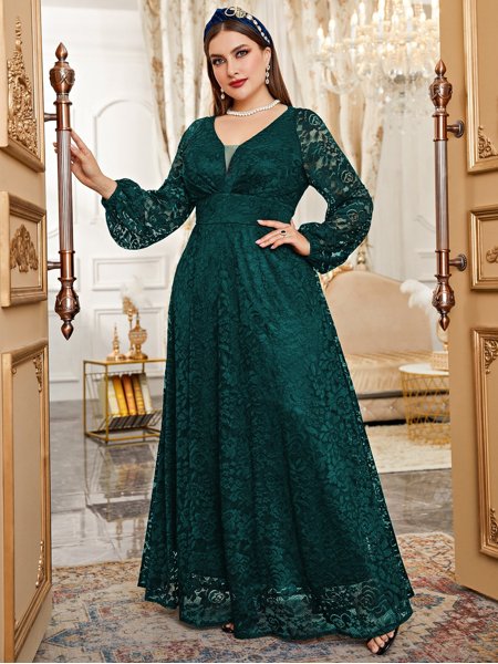 Vestido Rodado Vestido De Renda Curto Com Manga Longa Vestido