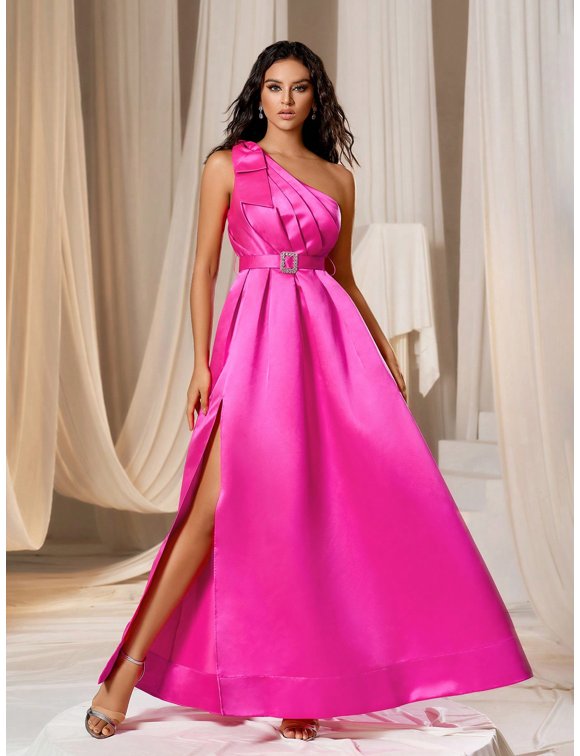 Vestido de Festa Alça Única Graduation com Fenda