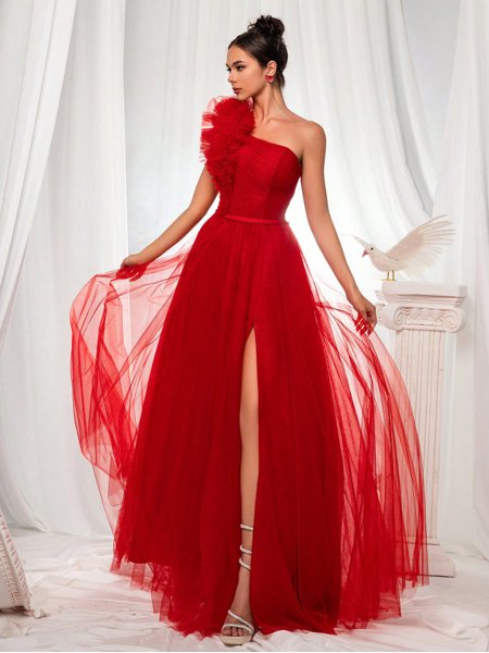 Festa Vestido Vermelho Longo Com Fenda Vestido Longo De Festa Com