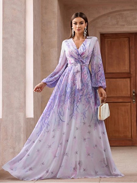 Vestido Festa Plus Vestido Longo Estampado Para Casamento Plus