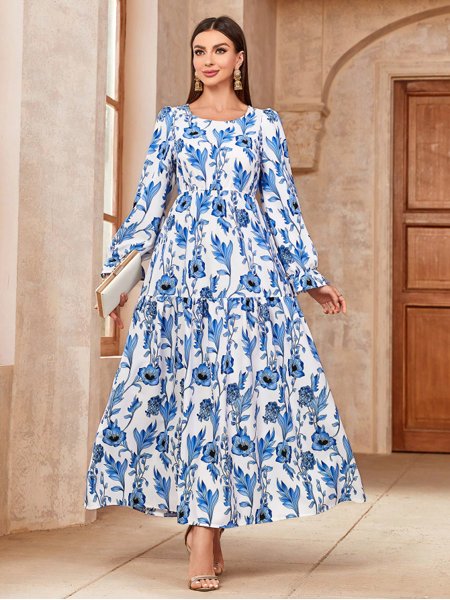 Vestido Longo Casual Estampado Floral Vestidos Longos Simples E