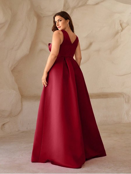 Festa Plus Size Cor Marsala Tecido Vestido Festa Longo Marsala