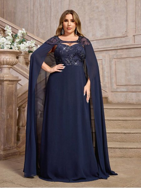 Vestido Manga Longa com Capa Lumina Saphira Dress Moda Festa