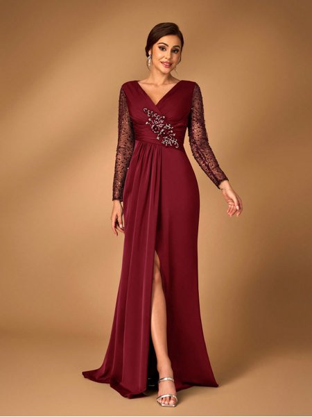 Vestido De Festa Longo Vermelho Com Renda Vestido De Festa Longo