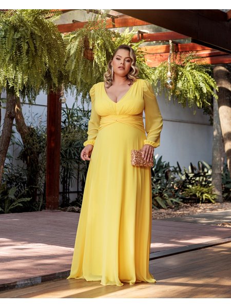 Vestido De Festa Musseline Manga Longa Saphira Dress Moda