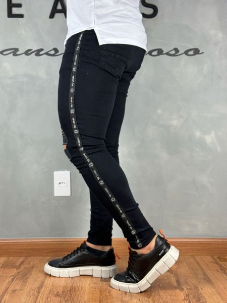 Calça Jeans Preta Masculina Rasgado No Joelho No Joelho CalÃ§a