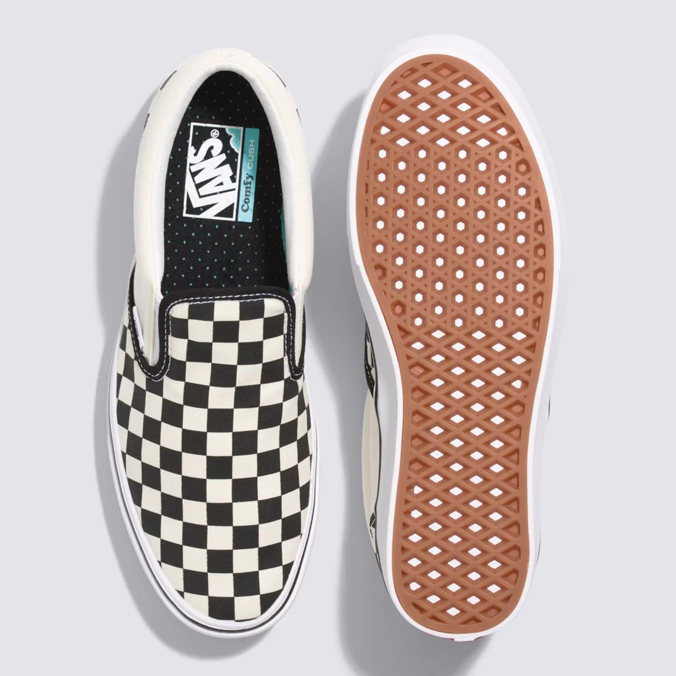 Tênis Slip-On Comfycush Checkerboard True White Lands Moda Praia