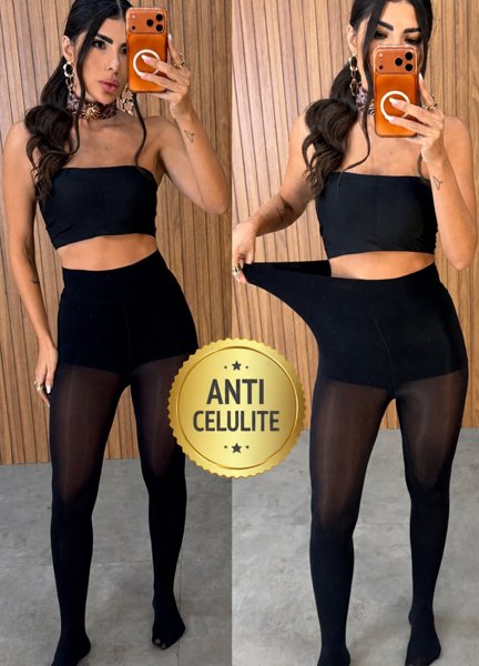 Meia Calça Anti Celulite - Preta | Guria Store