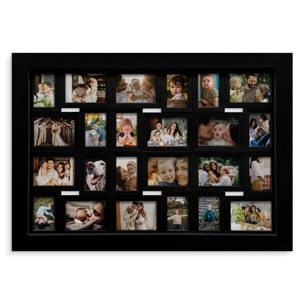 Painel de Porta Retratos com 24 Fotos de Madeira com Vidro | Porta ...
